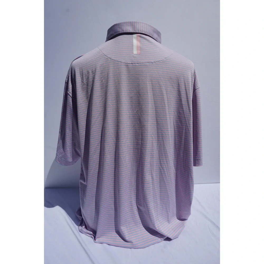 Rhoback Men's Polo XXL, The Bermudan - Pink and Blue Stripe - Picture 6 of 7